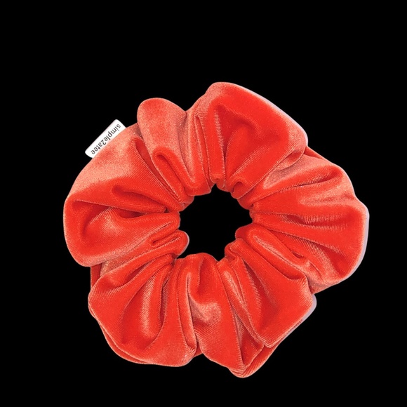 Orange Stretch Velvet Hair Scrunchie Hair Accessory - Picture 2 of 10